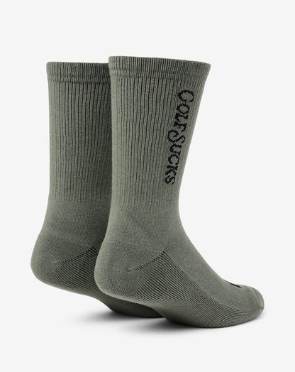 Golf Sucks Crew Sock Dark Olive | Travis Mathew