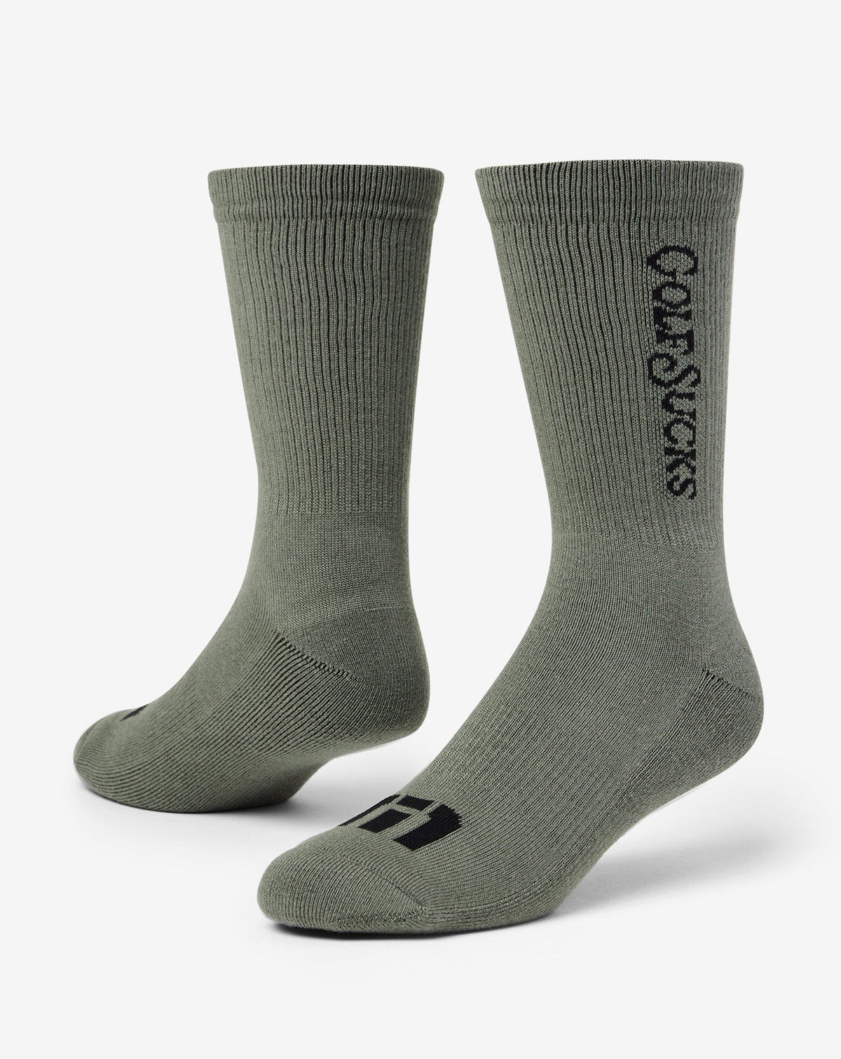 Golf Sucks Crew Sock Dark Olive | Travis Mathew