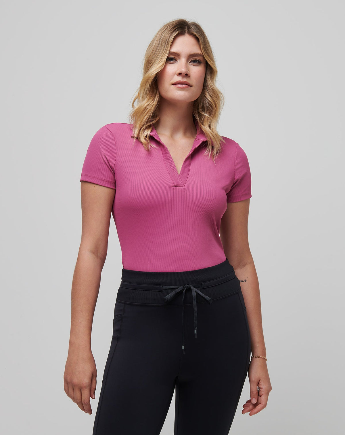 Moveknit Vneck Polo Red Violet | Travis Mathew