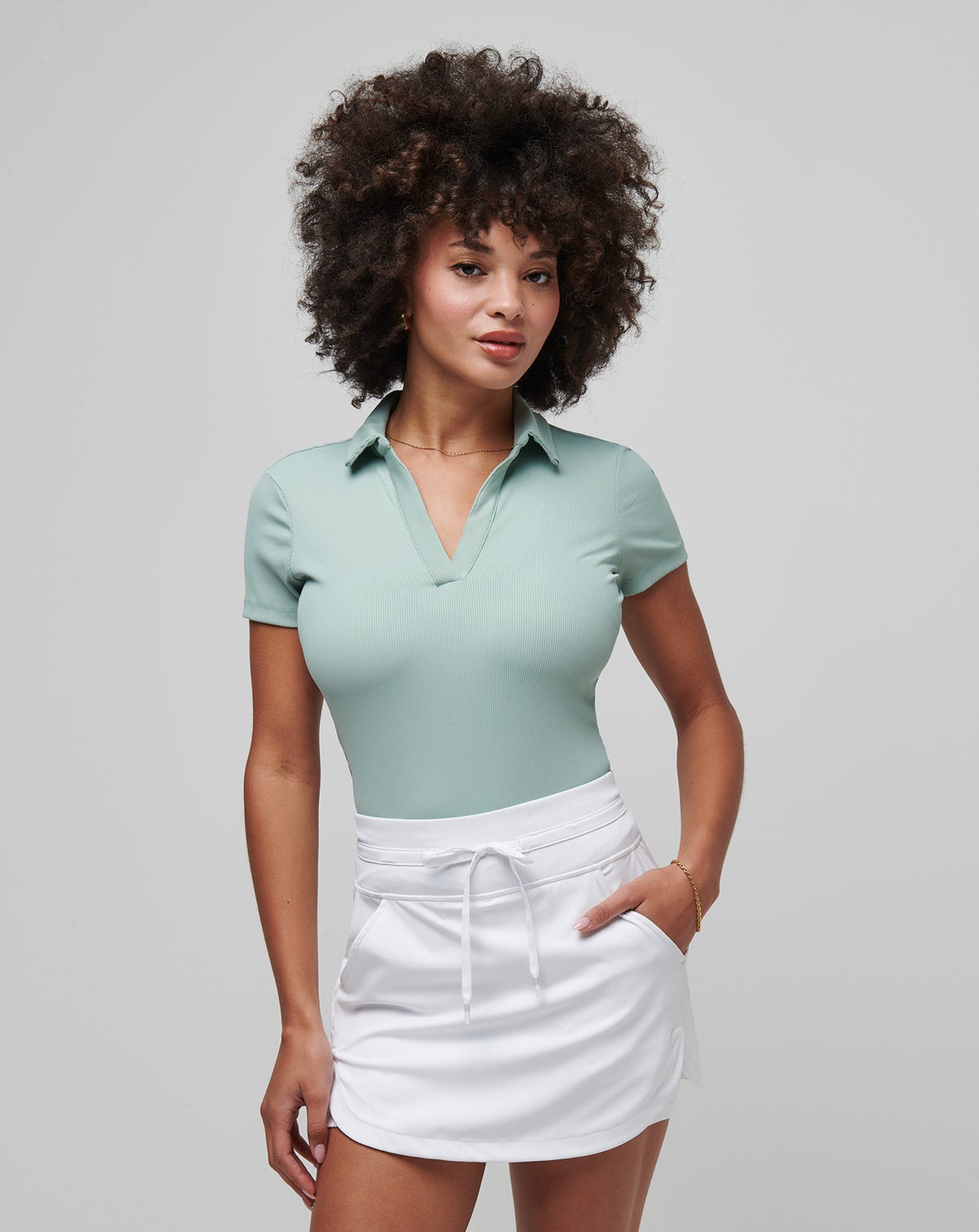 Moveknit Vneck Polo Jade | Travis Mathew