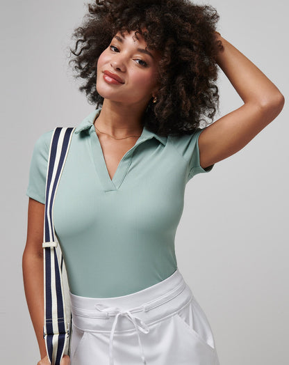 Moveknit Vneck Polo Jade | Travis Mathew