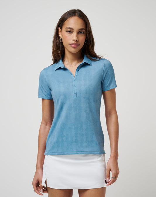 Featherweight Active Printed Polo Smoke Blue Multi | Travis Mathew
