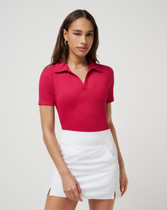 Moveknit Vneck Polo Persian Red | Travis Mathew