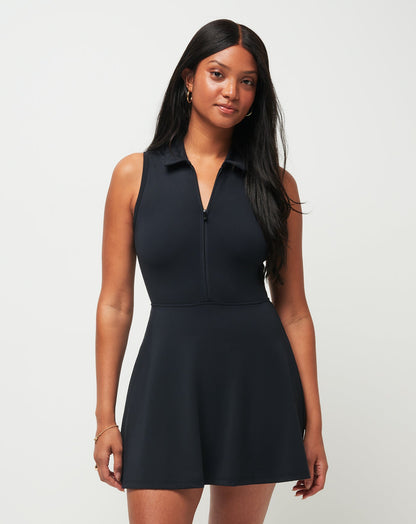 Moveknit Sleeveless Polo Dress Black | Travis Mathew