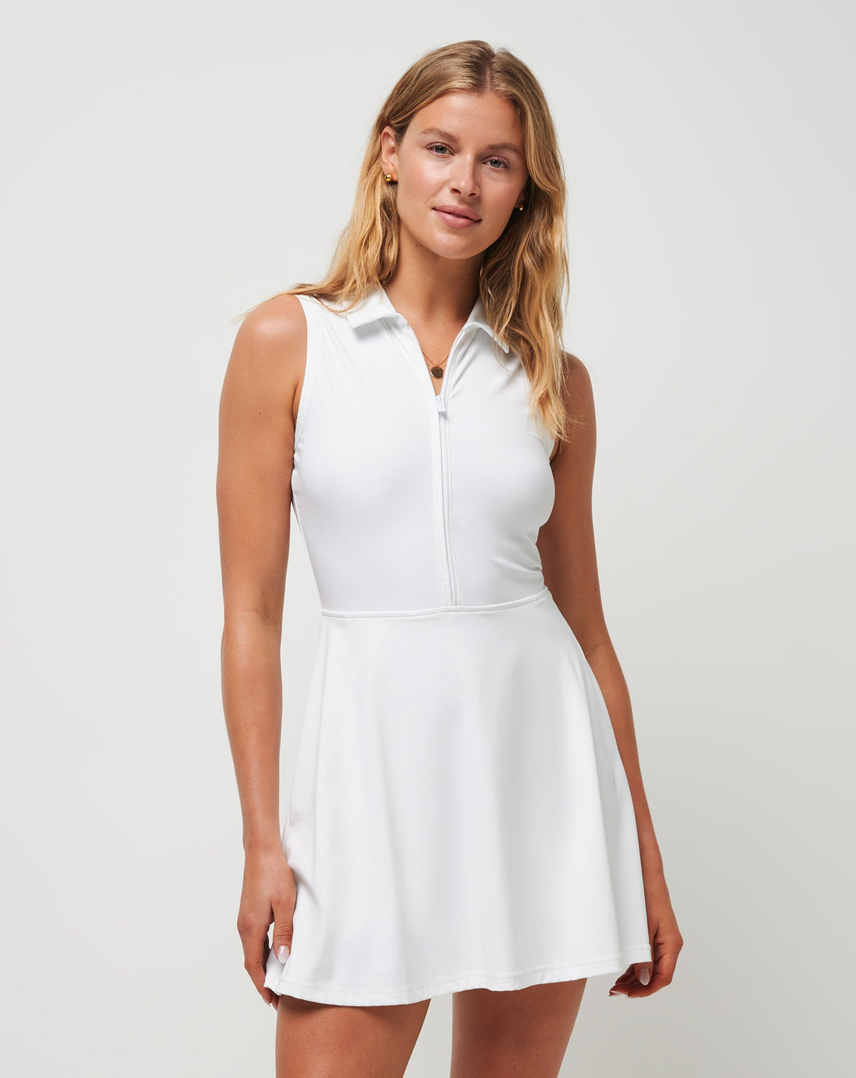 Moveknit Sleeveless Polo Dress White | Travis Mathew