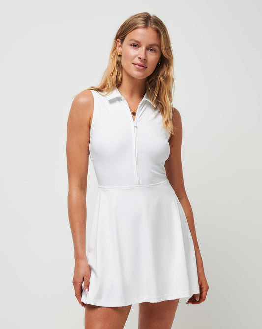 Moveknit Sleeveless Polo Dress White | Travis Mathew