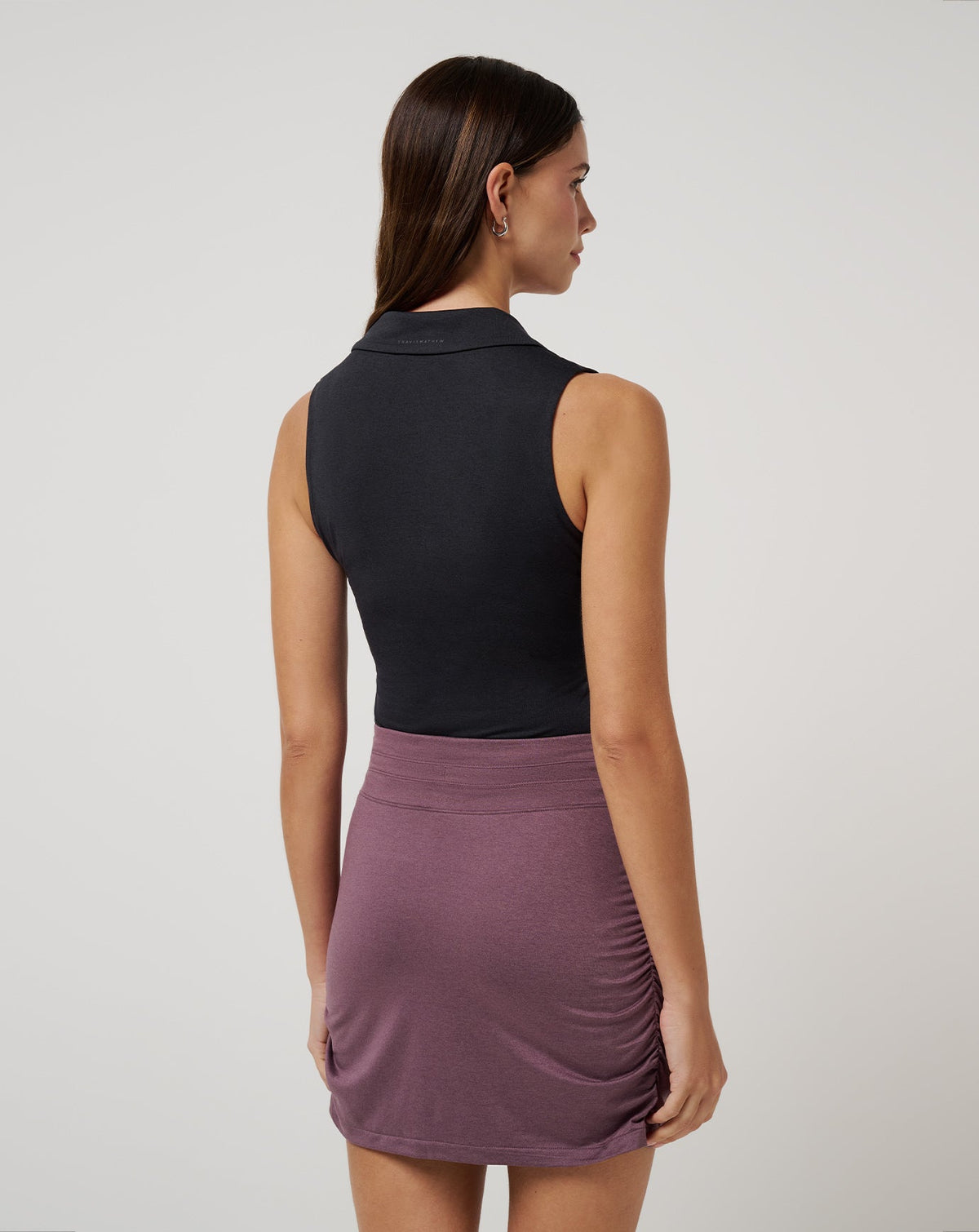 Skyline Polo Bodysuit Heather Black | Travis Mathew