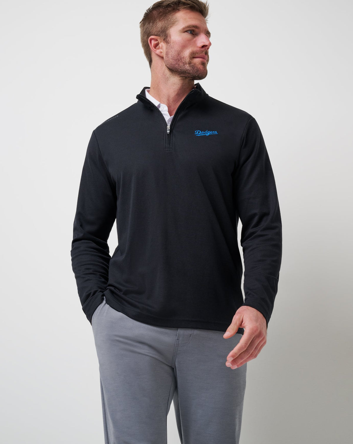 Los Angeles Dodgers Time To Tailgate Quarter Zip Black | Travis Mathew