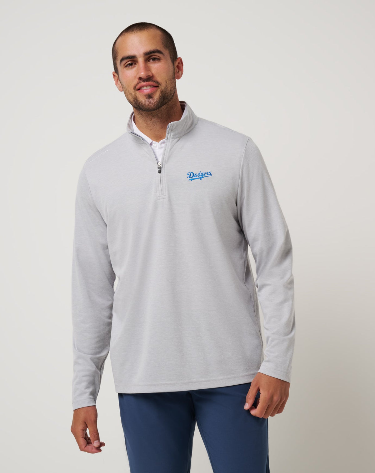 Los Angeles Dodgers Time To Tailgate Quarter Zip Heather Grey | Travis Mathew