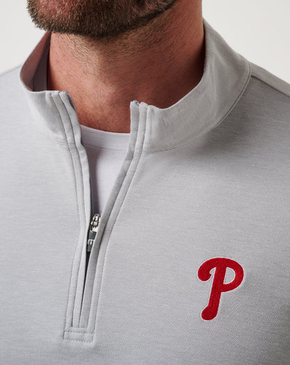 Philadelphia Phillies Time To Tailgate Quarter Zip Heather Grey | Travis Mathew