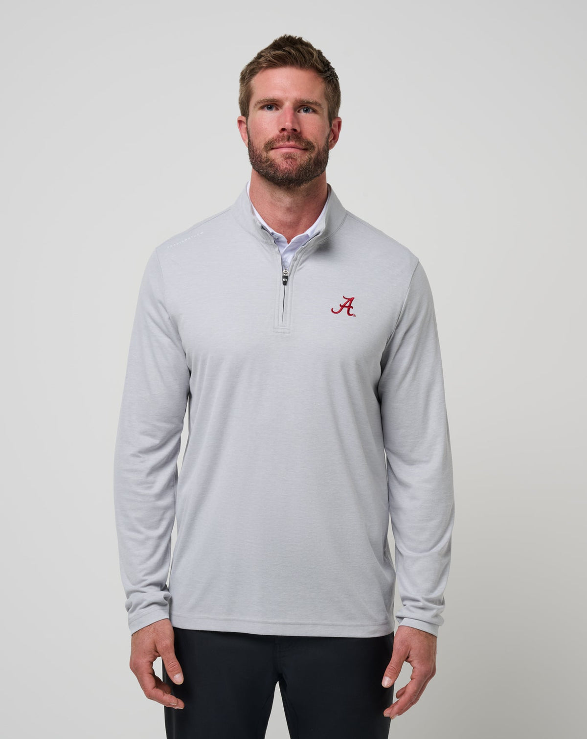 Alabama Time To Tailgate Quarter Zip Heather Grey | Travis Mathew