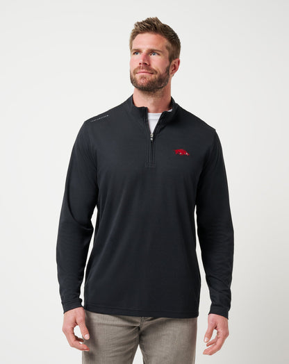 Arkansas Time To Tailgate Quarter Zip Black | Travis Mathew