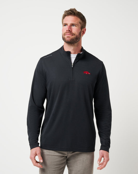 Arkansas Time To Tailgate Quarter Zip Black | Travis Mathew