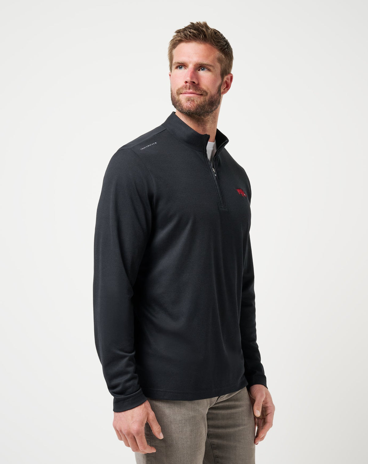 Arkansas Time To Tailgate Quarter Zip Black | Travis Mathew