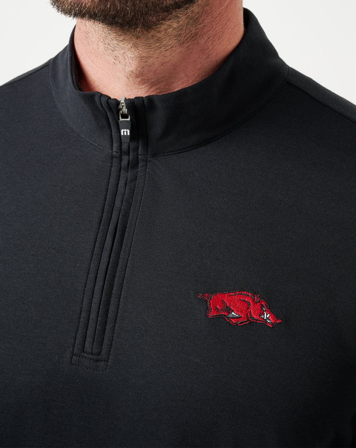 Arkansas Time To Tailgate Quarter Zip Black | Travis Mathew