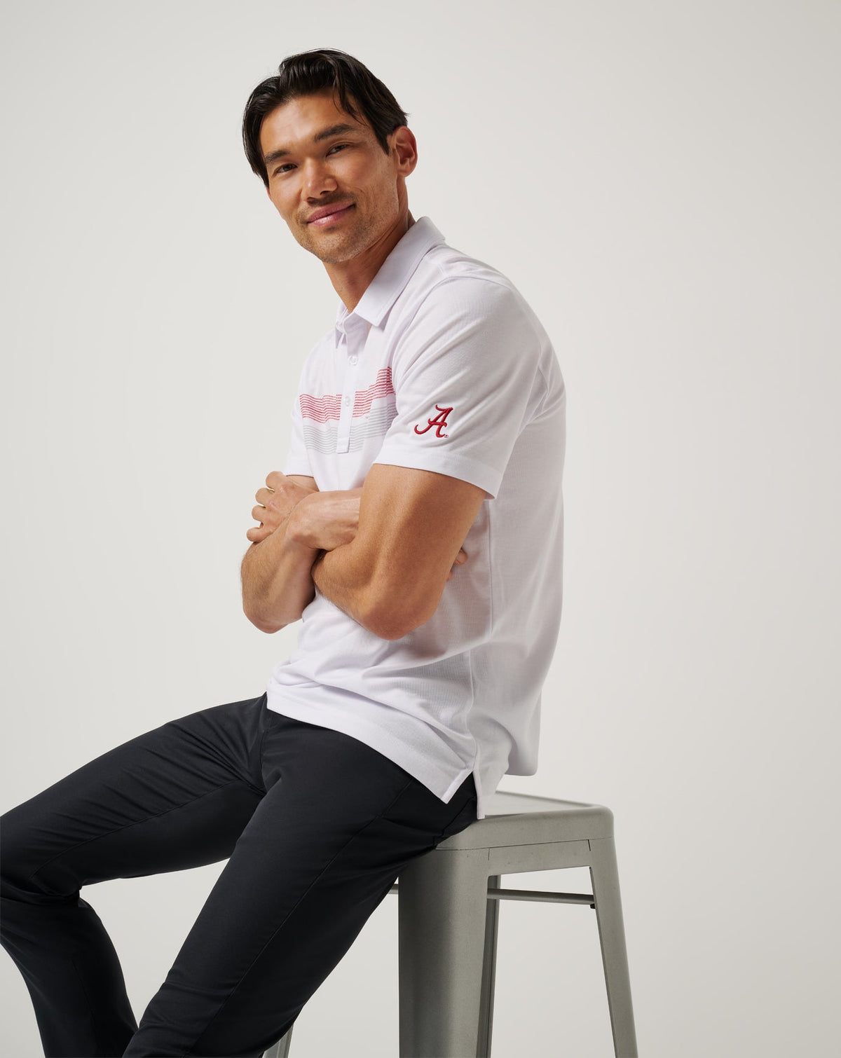 Alabama Top Recruit Polo White/Crimson | Travis Mathew