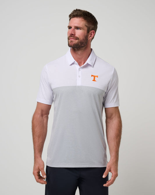 Tennessee Drop Back Polo White/Heather Grey | Travis Mathew