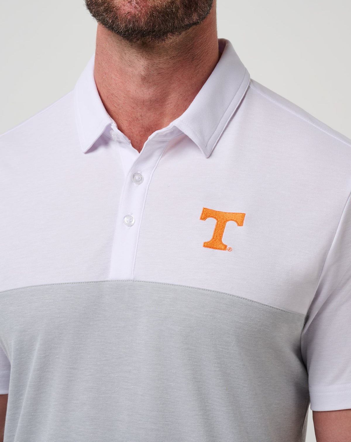 Tennessee Drop Back Polo White/Heather Grey | Travis Mathew