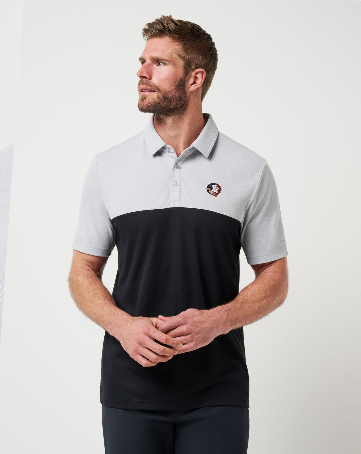 FSU Drop Back Polo Heather Grey/Black | Travis Mathew