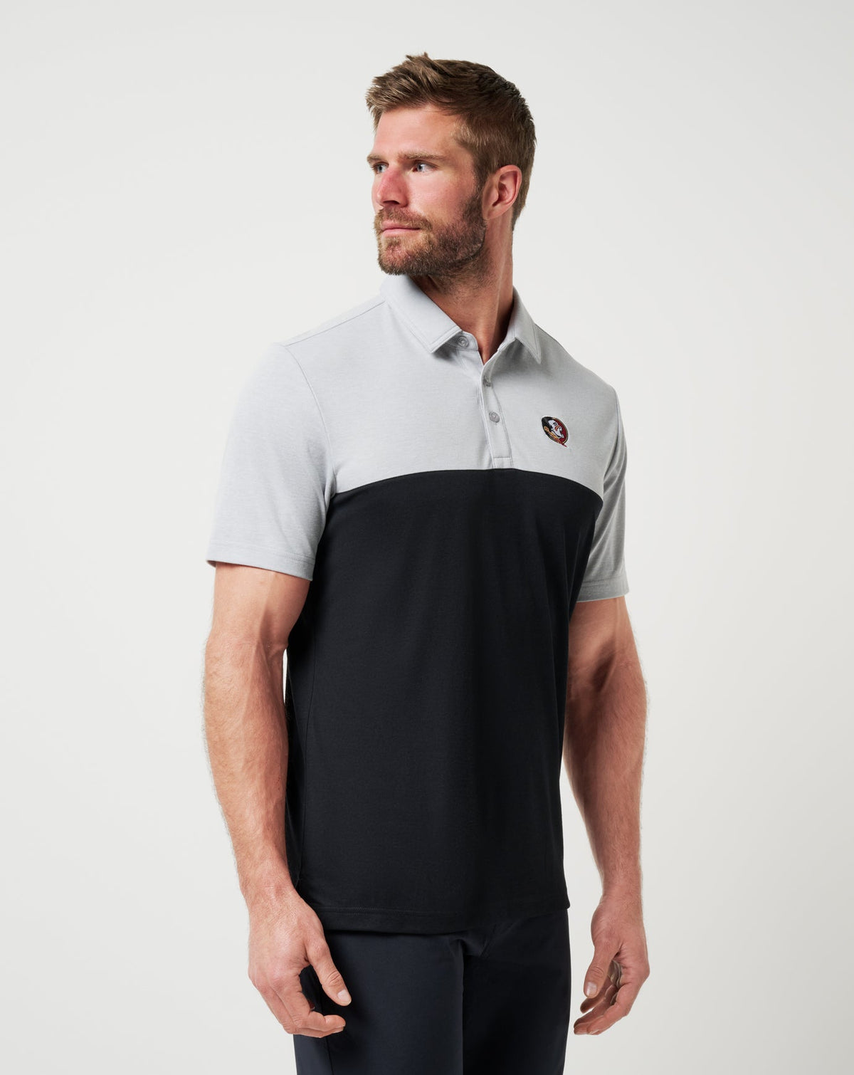FSU Drop Back Polo Heather Grey/Black | Travis Mathew