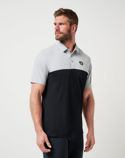 FSU Drop Back Polo Heather Grey/Black | Travis Mathew