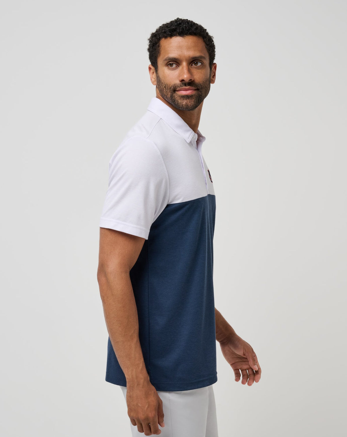 Auburn Drop Back Polo White/Navy | Travis Mathew
