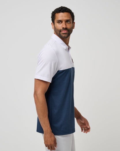 Auburn Drop Back Polo White/Navy | Travis Mathew