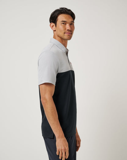 Arkansas Drop Back Polo Heather Grey/Black | Travis Mathew