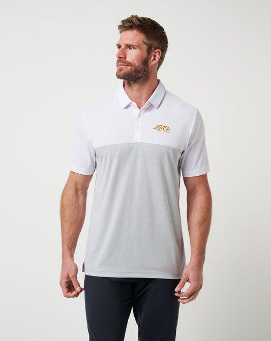 LSU Drop Back Polo White/Heather Grey | Travis Mathew