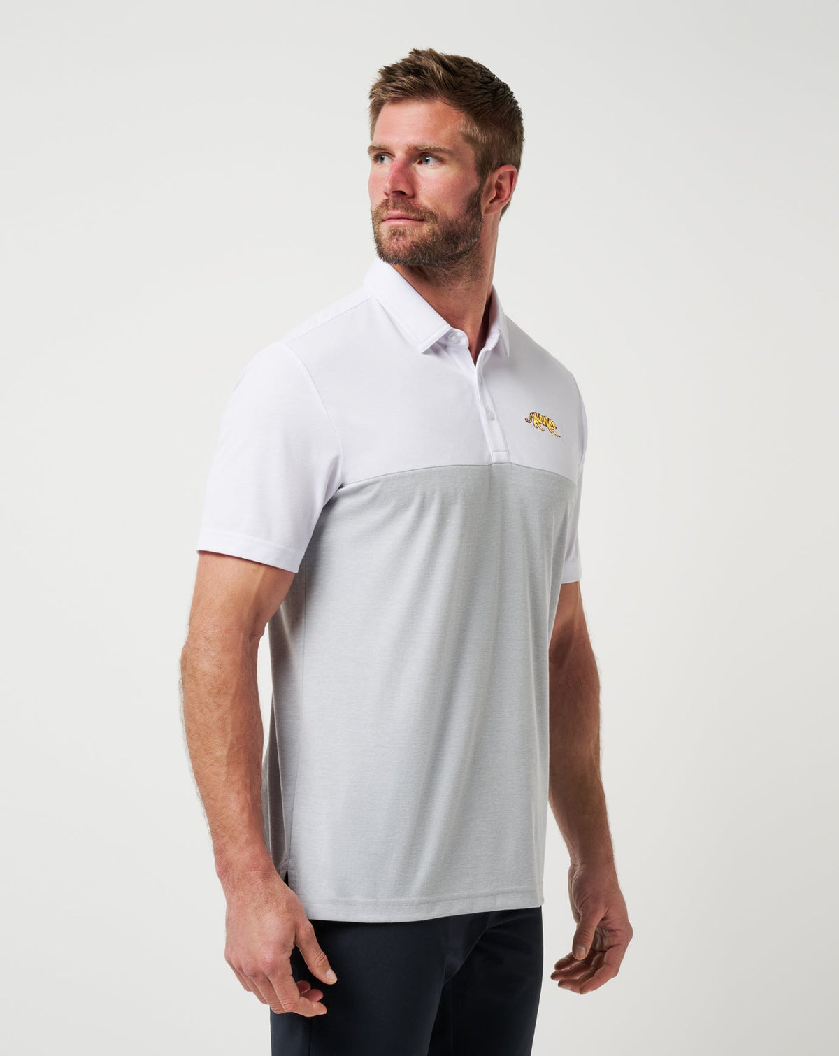 LSU Drop Back Polo White/Heather Grey | Travis Mathew