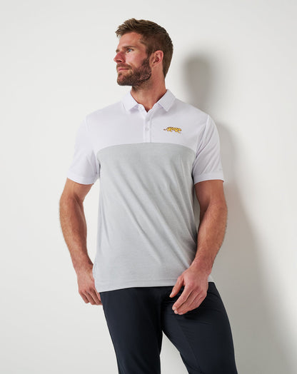LSU Drop Back Polo White/Heather Grey | Travis Mathew