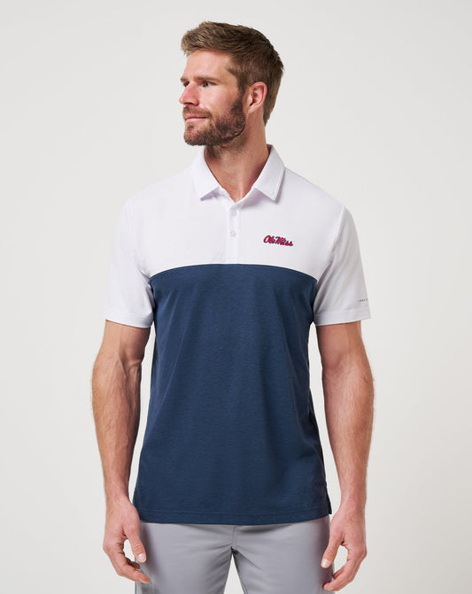 Mississippi Drop Back Polo White/Navy | Travis Mathew