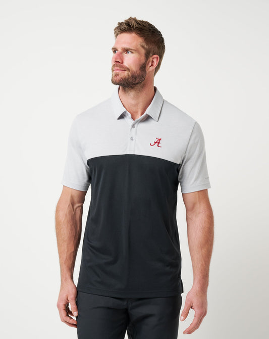 Alabama Drop Back Polo Heather Grey/Black | Travis Mathew