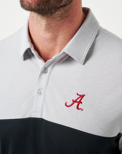 Alabama Drop Back Polo Heather Grey/Black | Travis Mathew