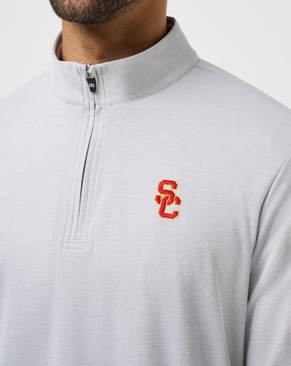 USC Time To Tailgate Quarter Zip Heather Grey | Travis Mathew