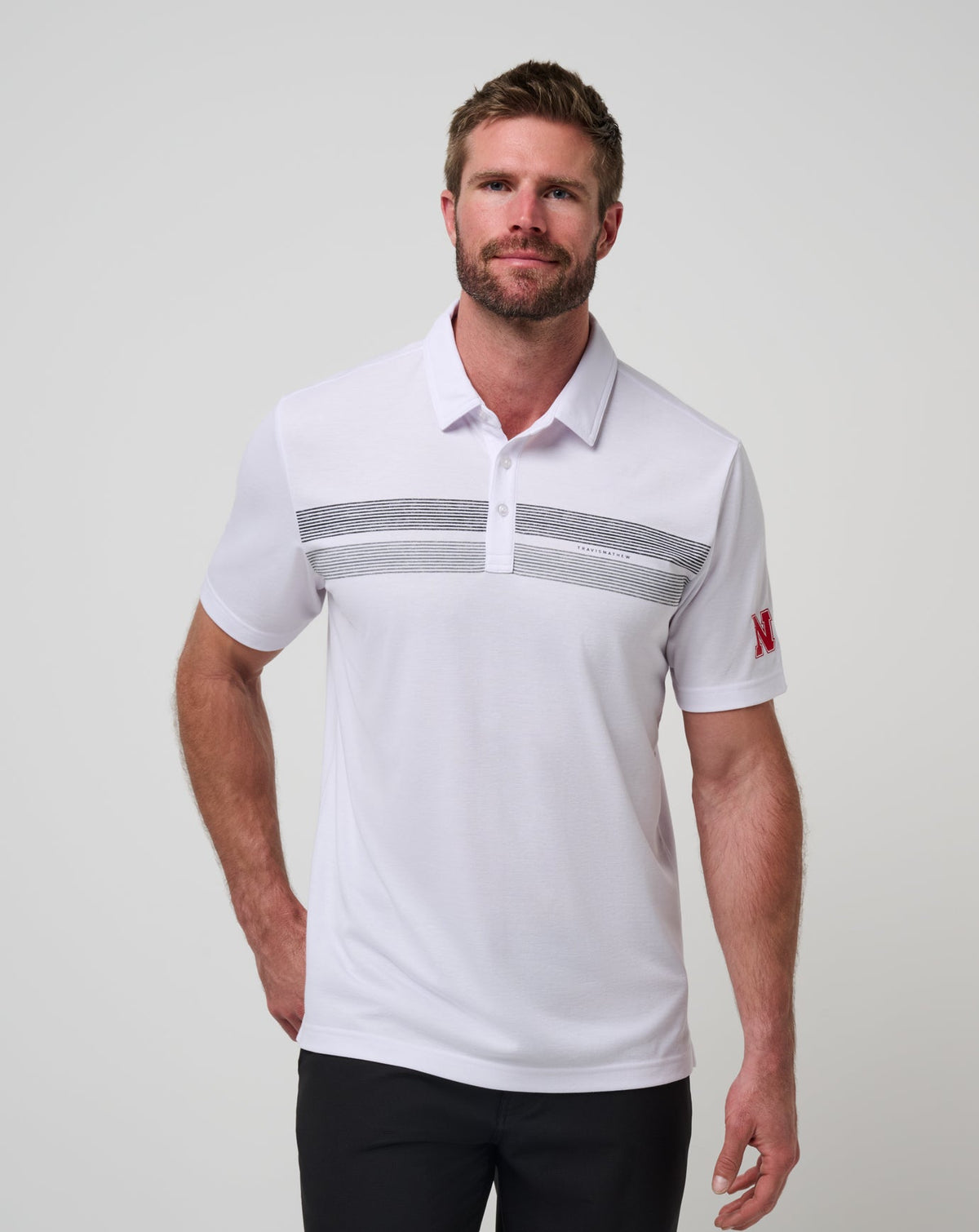 Nebraska Top Recruit Polo White/Black | Travis Mathew