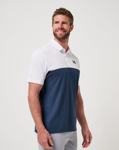 Michigan Drop Back Polo White/Navy | Travis Mathew