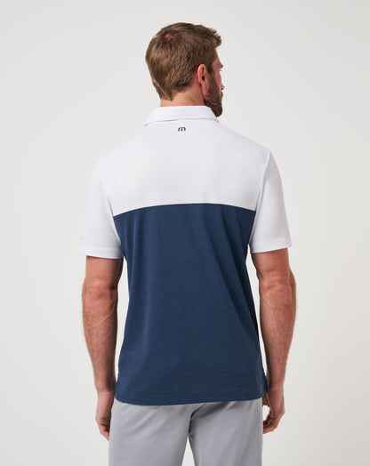Michigan Drop Back Polo White/Navy | Travis Mathew