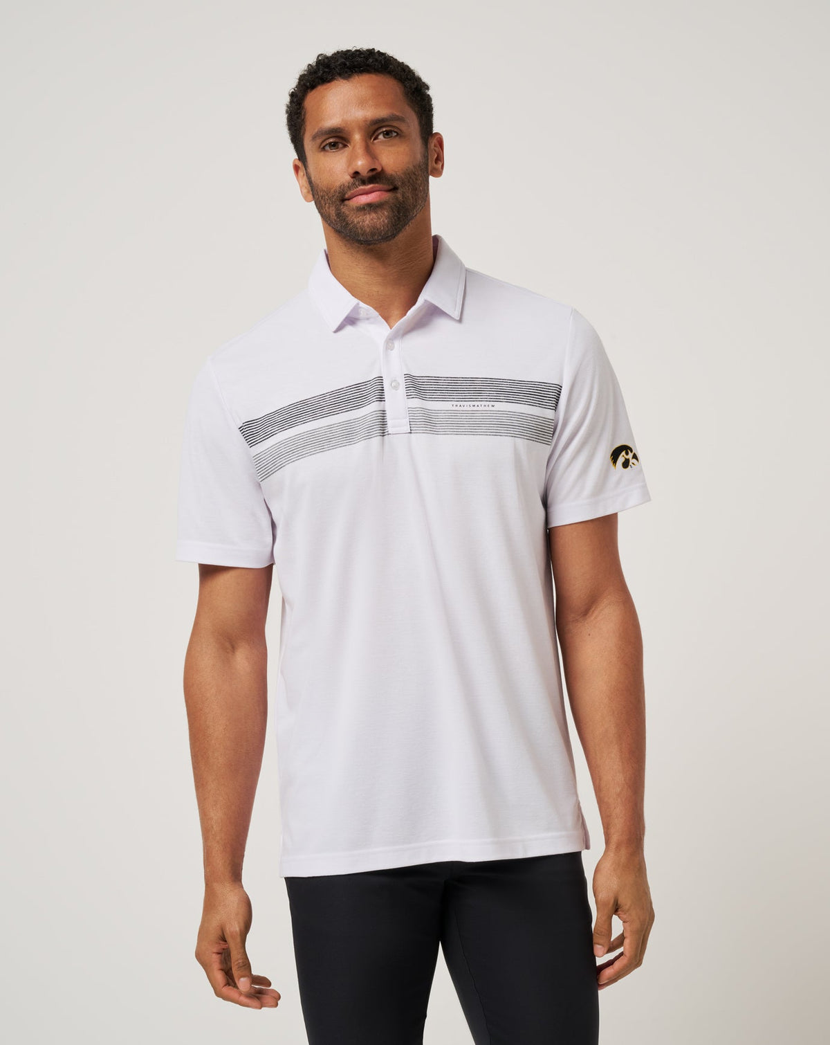 Iowa Top Recruit Polo White/Black | Travis Mathew
