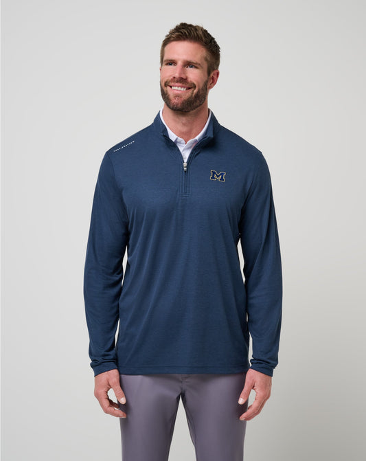 Michigan Time To Tailgate Quarter Zip Navy | Travis Mathew