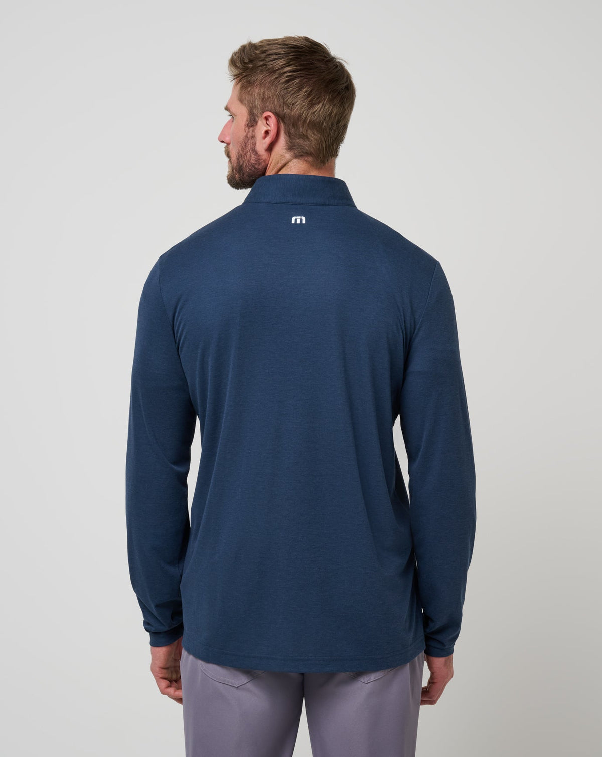 Michigan Time To Tailgate Quarter Zip Navy | Travis Mathew