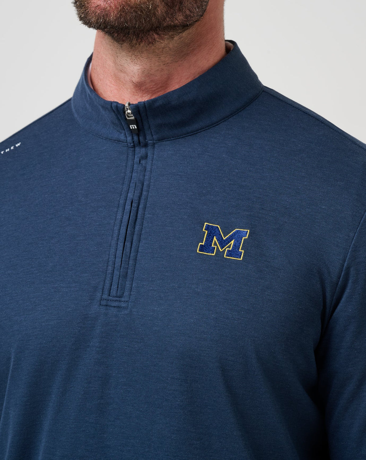Michigan Time To Tailgate Quarter Zip Navy | Travis Mathew