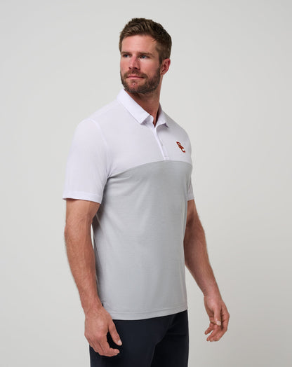 USC Drop Back Polo White/Heather Grey | Travis Mathew