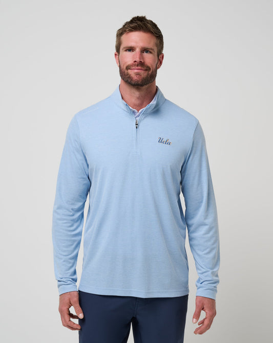 UCLA Time To Tailgate Quarter Zip Heather Blue | Travis Mathew