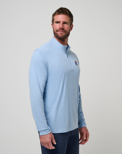 Kansas Time To Tailgate Quarter Zip Heather Blue | Travis Mathew