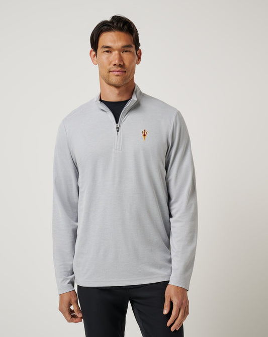 ASU Time To Tailgate Quarter Zip Heather Grey | Travis Mathew