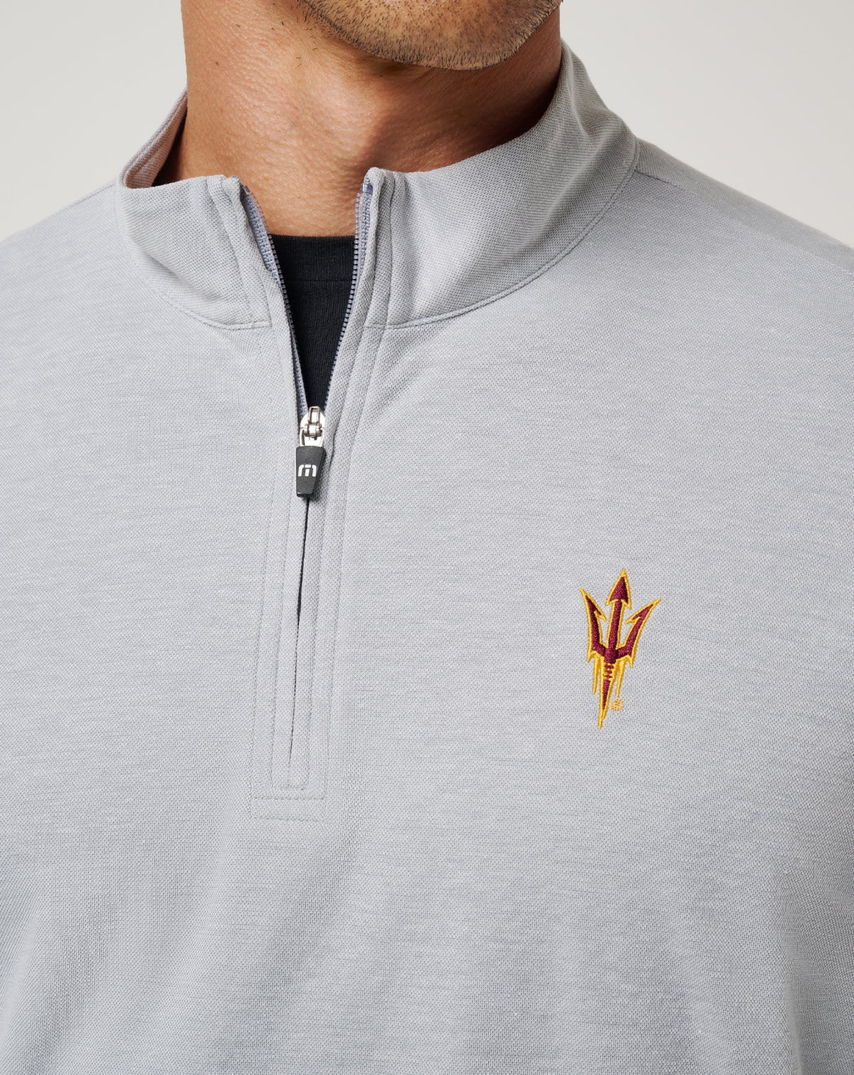ASU Time To Tailgate Quarter Zip Heather Grey | Travis Mathew