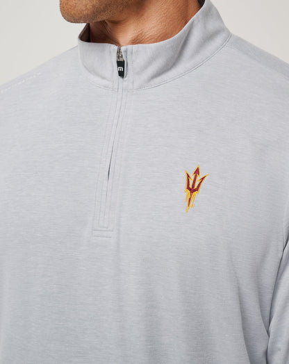 ASU Time To Tailgate Quarter Zip Heather Grey | Travis Mathew