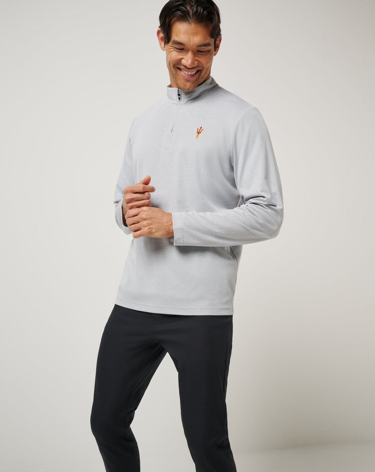 ASU Time To Tailgate Quarter Zip Heather Grey | Travis Mathew