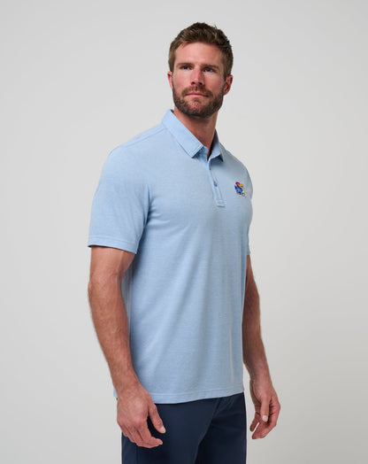 Kansas School Pride Polo Heather Blue | Travis Mathew